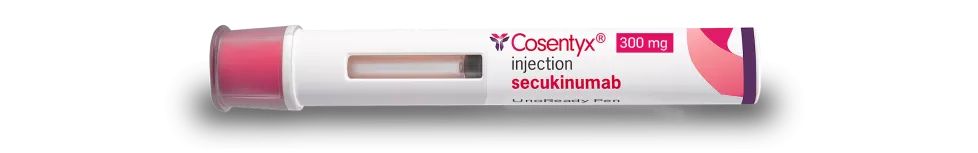 Image of the Cosentyx UnoReady® 300 mg pen.
