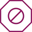 Icon of a no entry sign respresenting no loading dose