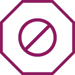 Icon of a no entry sign respresenting no loading dose