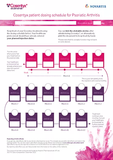 Preview image. Digital dosing schedule