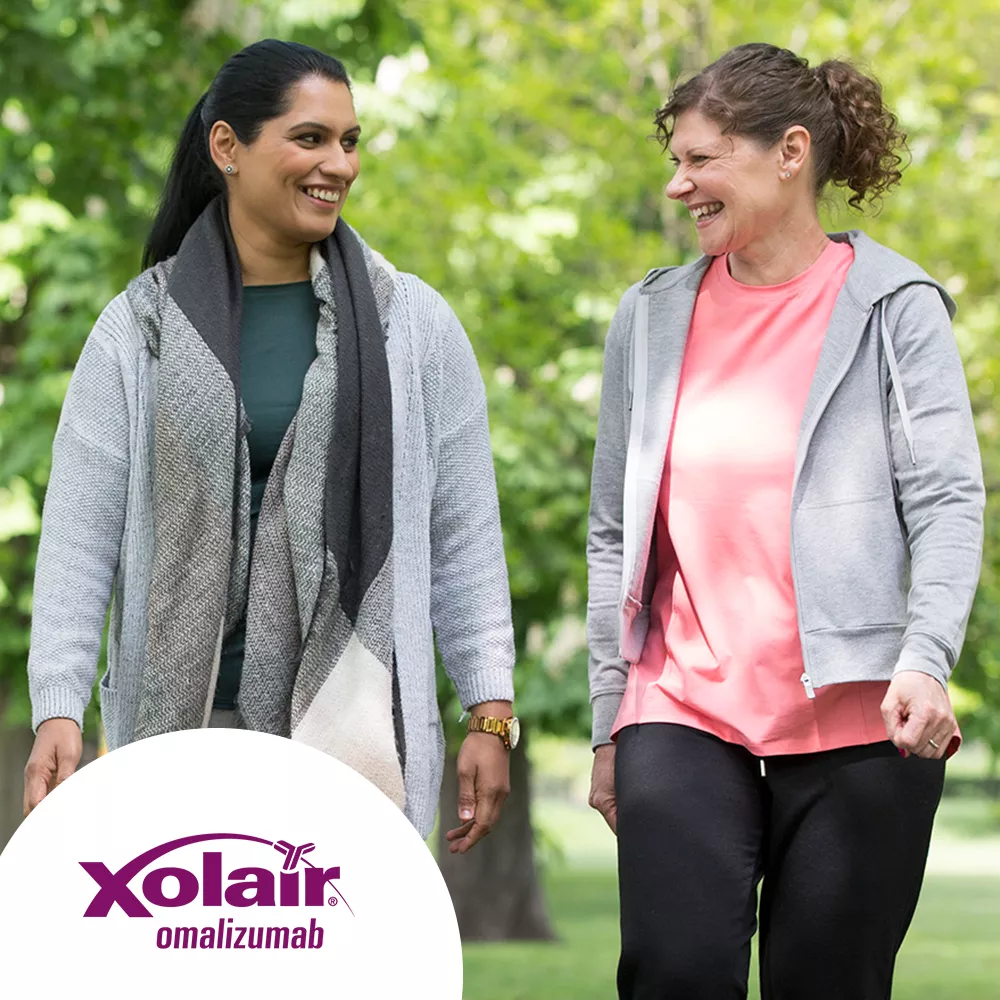Hero banner. Xolair (omalizumab) logo.
