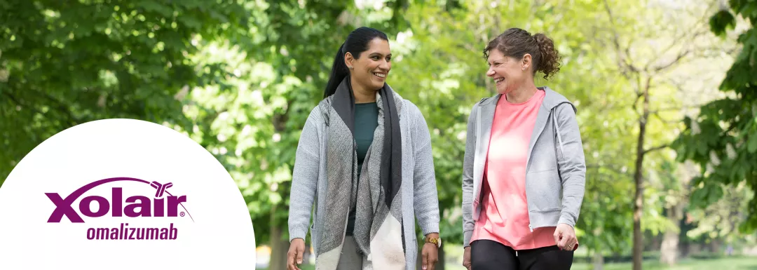 Hero banner. Xolair (omalizumab) logo.