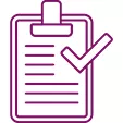 Icon of a clipboard and a tick.