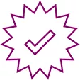 Icon of a tick in a jagged circle.