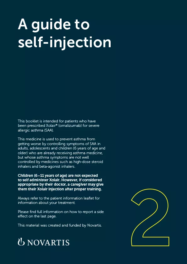 Preview image: Xolair patient self-administration online starter kit: a guide to self-injection PDF. Preview image: Xolair patient self-administration online starter kit: a guide to self-injection PDF.
