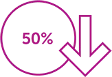 Downward arrow and 50% icon.