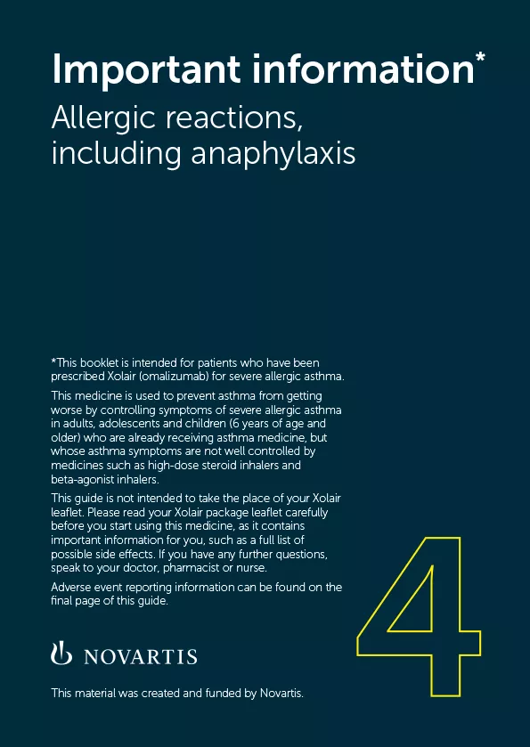 Preview image: Xolair patient self-administration online starter kit: important information PDF. Preview image: Xolair patient self-administration online starter kit: important information PDF.