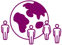 Icon of patients and a globe.