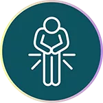 Icon to represent pain in your stomach (abdomen).