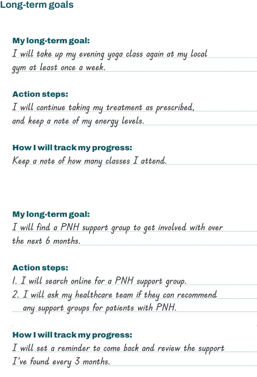 Long-term treatment goals examples.