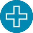 Pharmacy cross icon representing the homecare supplier’s prescription management system.