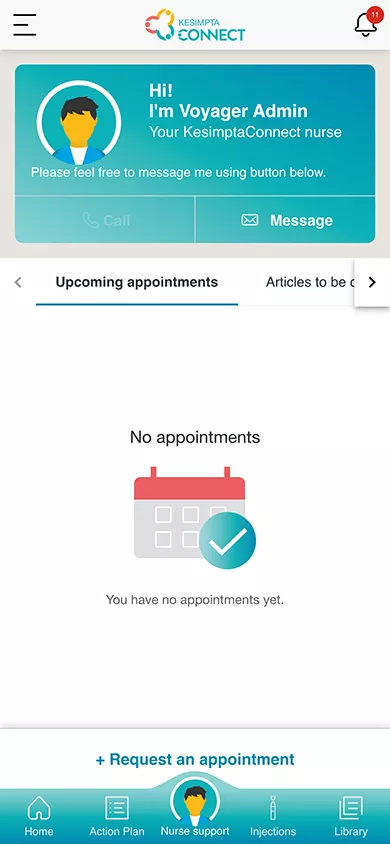 Image representing the login screen of the KesimptaConnect app.