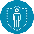 Icon of a person inside a shield.