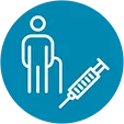 Mature person and syringe icon.