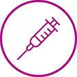 Icon of a syringe representing a latex removable syringe cap.