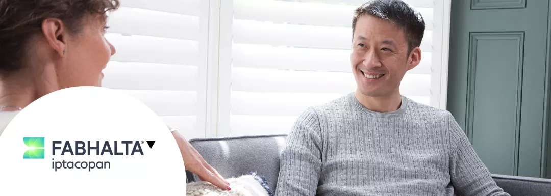 Hero banner. FABHALTA®▼ (iptacopan) logo.
