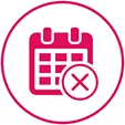 Icon of a calendar and a cross to represent Cosentyx missed dose.