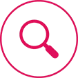 Magnifying glass icon to represent consistent safety profile.