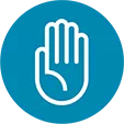 Icon of a hand representing Gd+ T1 lesions AND new or enlarging T2 lesions.