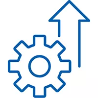 Icon of an upwards arrow and a cog.