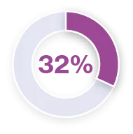 Pie chart with the figure 32%.