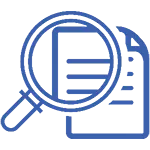 Icon of a document and a magnifying glass.