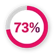 Pie chart with the figure 73%.