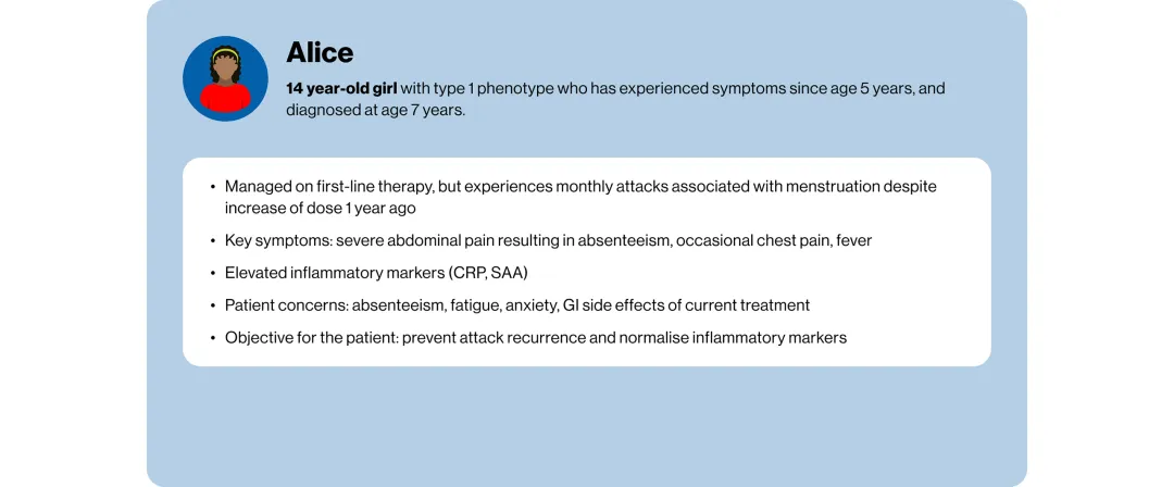 3 slides showing two patient profiles. One 14 year old girl and one 27 year old man.