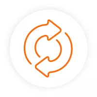 Icon of two joined opposing arrows to represent frequent monitoring.