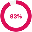 Pie chart with the figure 93%.