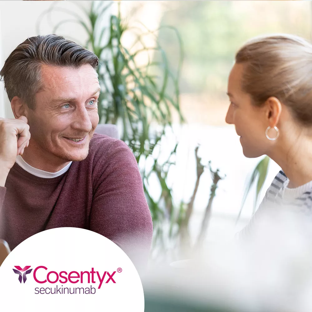 Top banner. COSENTYX® (secukinumab) logo. Minimal disease activity in psoriatic arthritis (PsA).