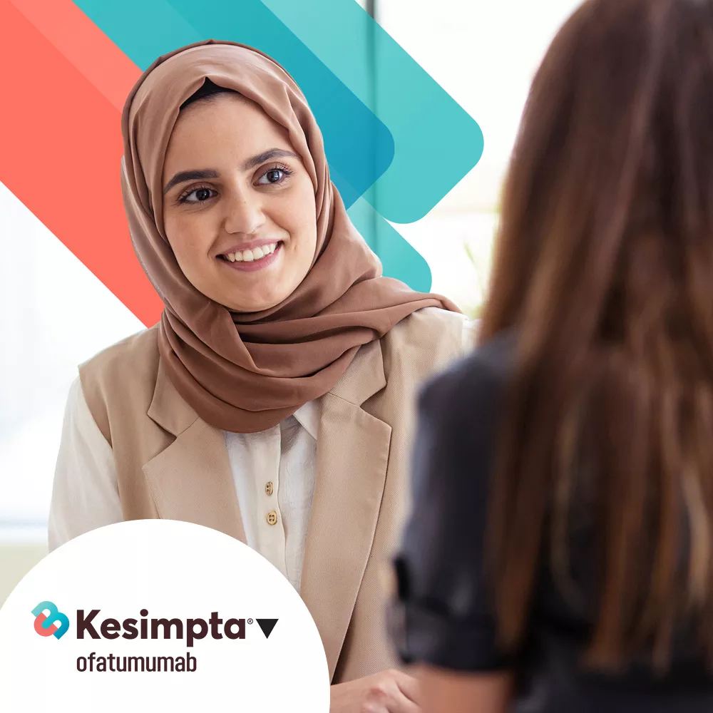 Hero Banner. KESIMPTA®▼ (ofatumumab) logo.