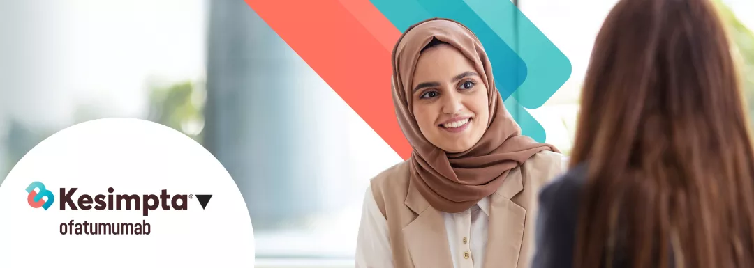 Hero Banner. KESIMPTA®▼ (ofatumumab) logo.