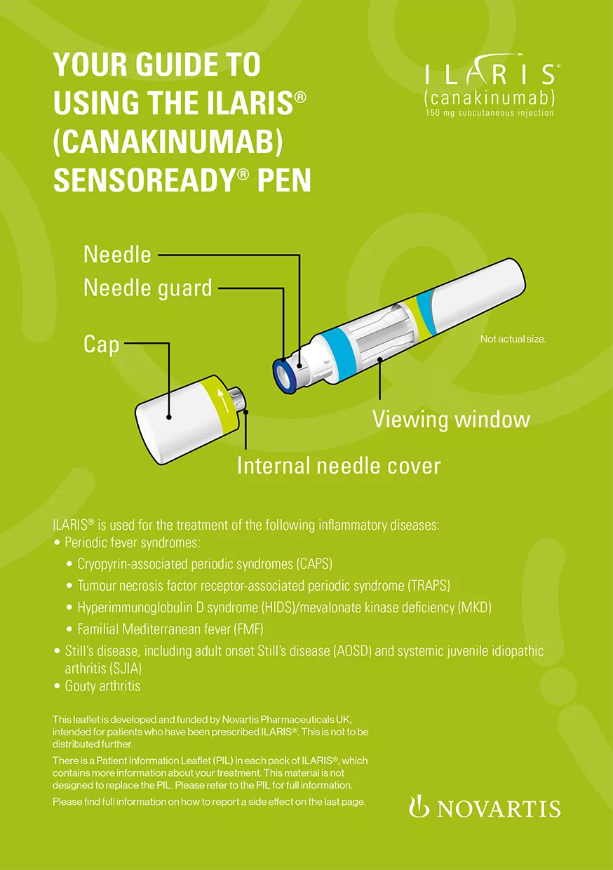 Image preview. ILARIS® (canakinumab) patient guide to using the ILARIS Sensoready® pen.