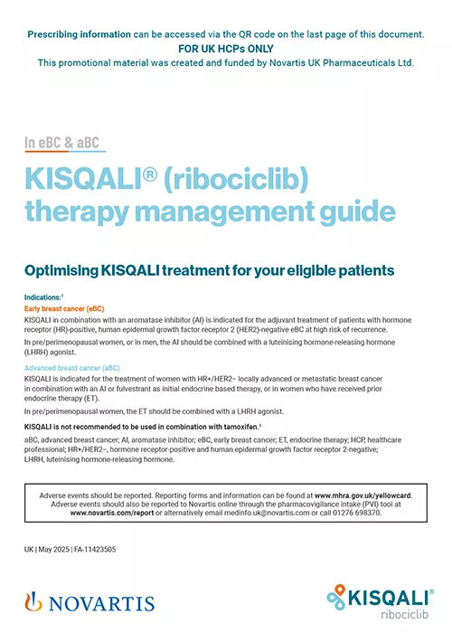 Preview image: KISQALI® (ribociclib) Therapy Management Guide.