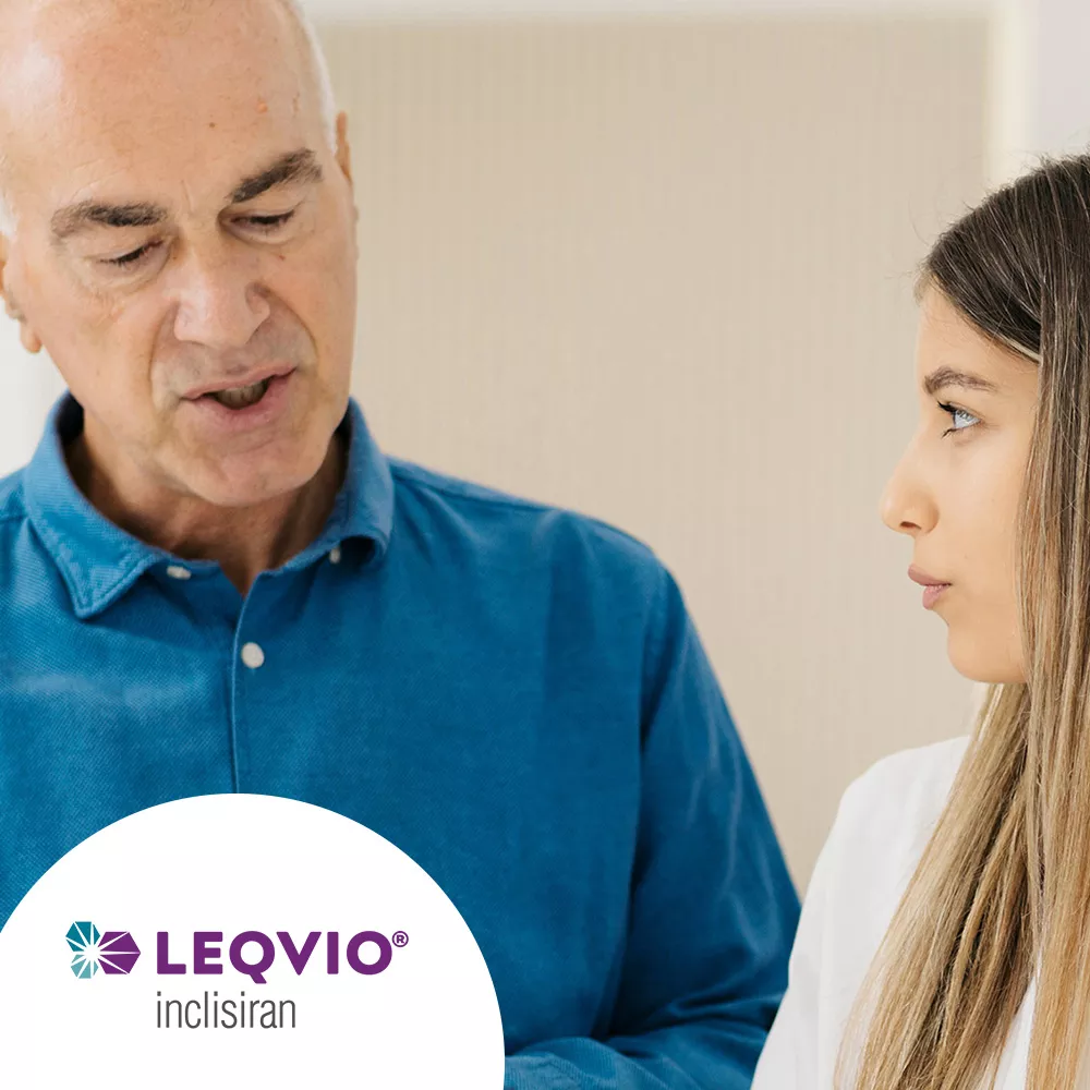 Hero banner. LEQVIO® (inclisiran) logo.