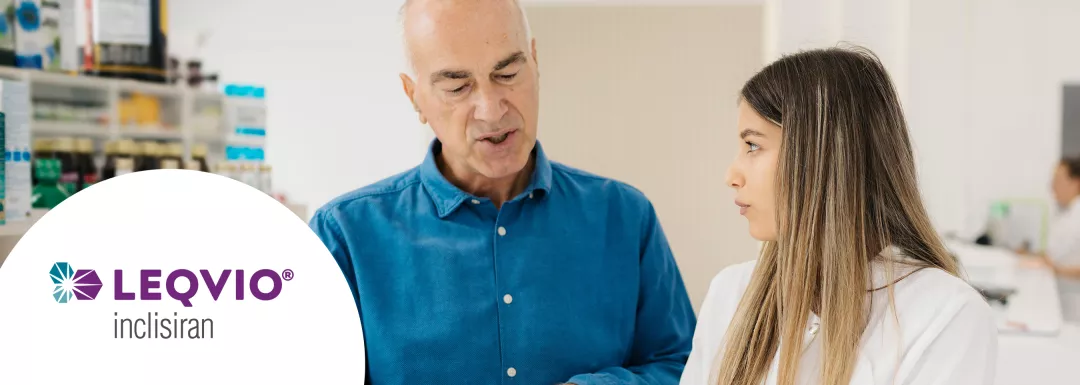 Hero banner. LEQVIO® (inclisiran) logo.