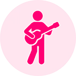 Icon of a person playing a guitar to represent daily activities.