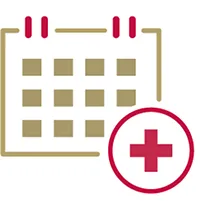 Calendar icon with a pharmacy cross.