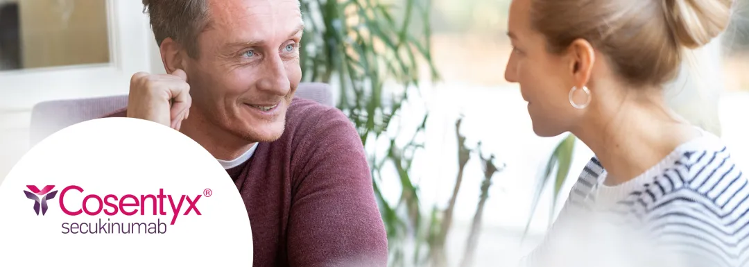 Top banner. Cosentyx® (secukinumab) logo. Efficacy in psoriatic arthritis (PsA).