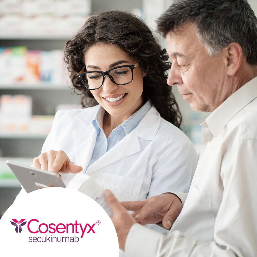 Hero image. Cosentyx® (secukinumab) logo.