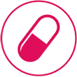 Icon of a capsule representing medication.