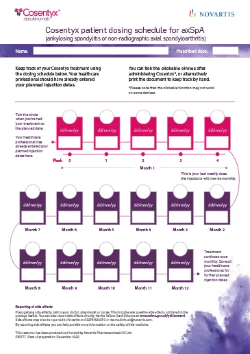 Preview image. Digital dosing schedule - axSpA.