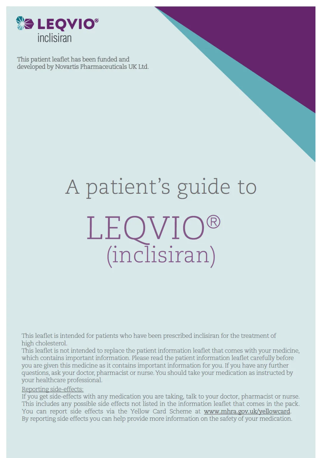 Preview image. Patient's guide to LEQVIO® (inclisiran).