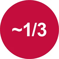 Circle with the text '~1/3'.
