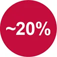Circle with the text ~20%.